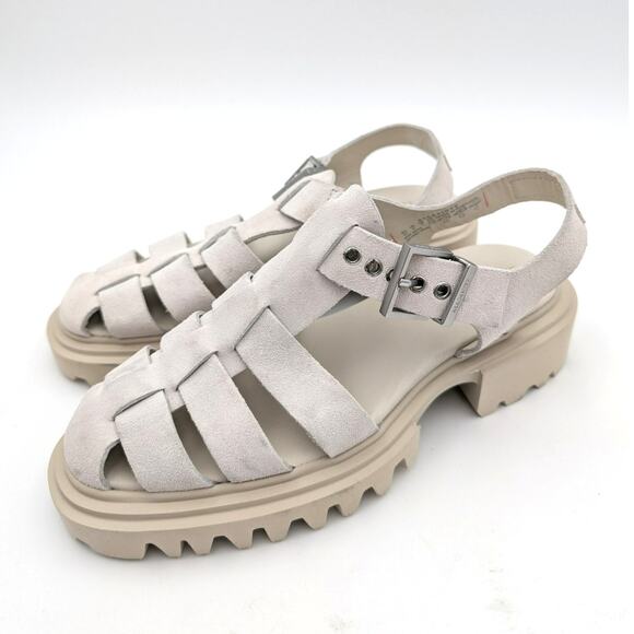 AllSaints Nessa Chunky Leather women's Sandals Stone White size US7 EU37 - Picture 1 of 12